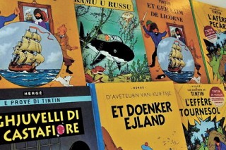 Tintin comic cover stars at Brussels art fair