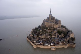 Super moon turns abbey into an island