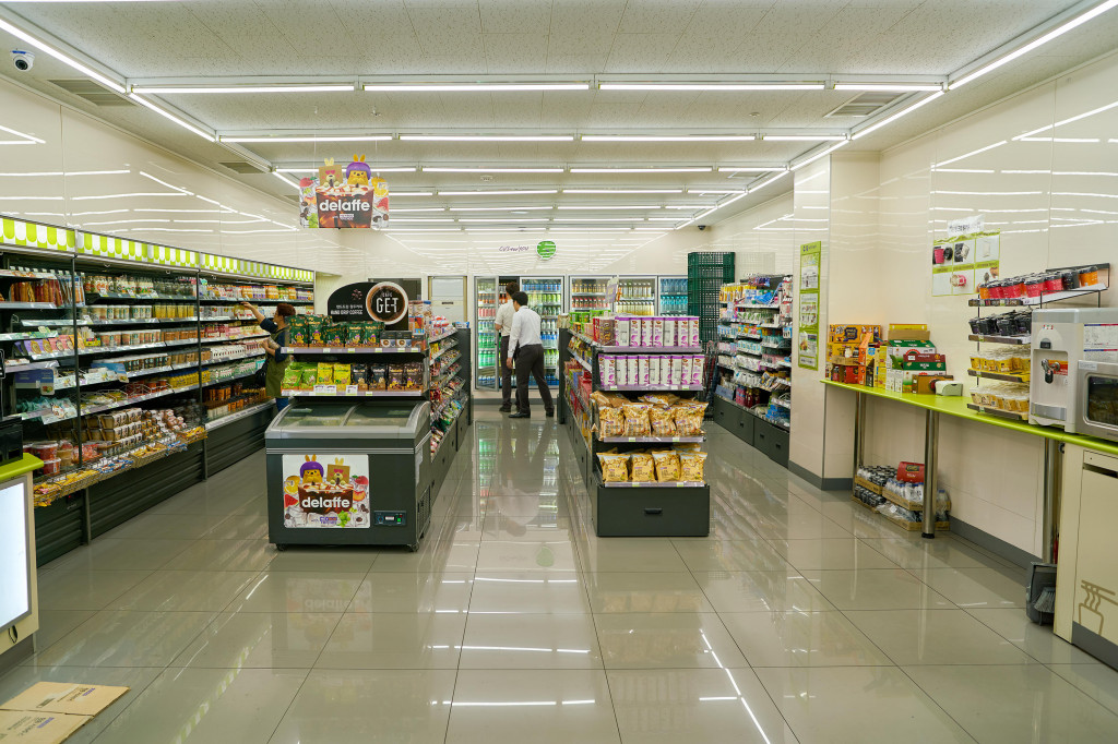 SEOUL, SOUTH KOREA - CIRCA MAY, 2017: inside a CU convenience store. CU is a convenience store franchise chain in South Korea.