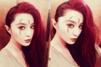 판빙빙,’엑스맨’ 촬영 분장 셀카…’붉은빛 헤어 컬러’