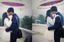 홍수아 빗속 우산쓰고 로맨틱한 키스