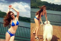 ‘라디오스타’ 강예빈, 파란색 비키니 인증샷 눈길…완벽한 볼륨몸매 과시 “루이와함께~태닝중”