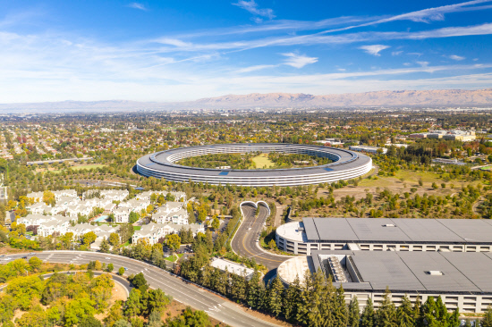 Aerial view over Cupertino