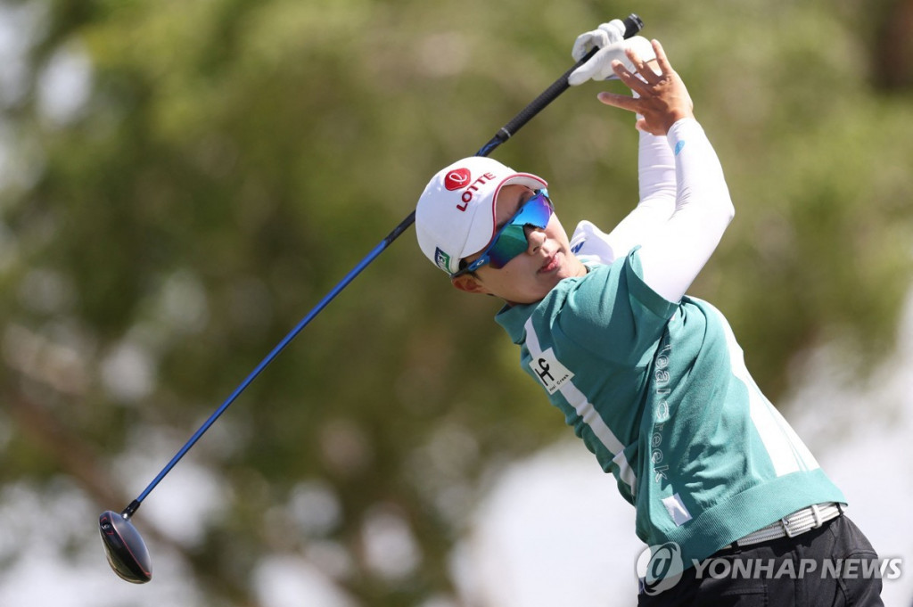 김효주의 3라운드 2번홀 티샷[게티이미지/AFP=연합]