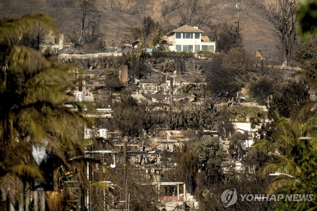 LA 산불로 타버린 주택들 [AP=연합]