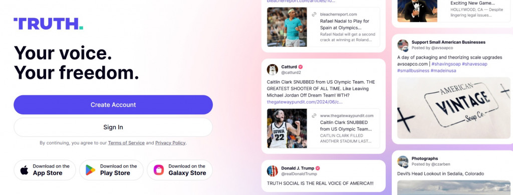트루스 소셜 홈페이지