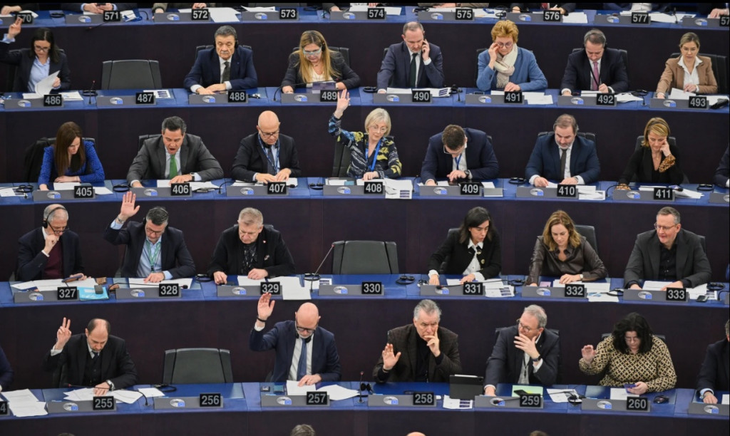 유럽연합 의회의 표결 장면[AP=연합]