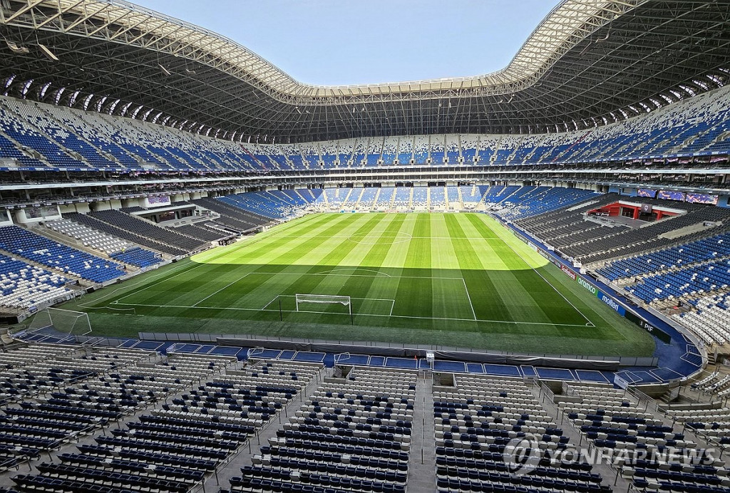  멕시코 누에보레온주에 자리한 BBVA 스타디움 전경. 홍명보호는 오는 6월 이곳에서 남아프리카공화국과 국제축구연맹(FIFA) 2026 북중미 월드컵 A조 3차전 경기를 펼친다.(몬테레이=연합) 