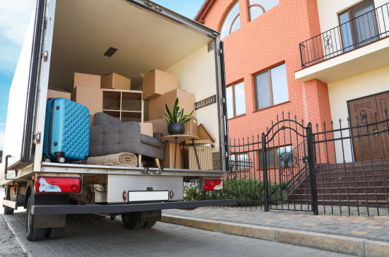 Van full of moving boxes